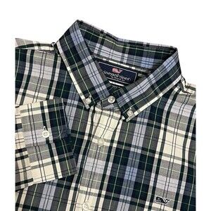 VINEYARD VINES Slim Fit Whale Shirt Blue/White Plaid Button Preppy Men's L NWT